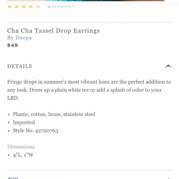 SOLD!!! ANTHROPOLOGIE Teal Tassel Cha Cha Earrings - Picture 6 of 6